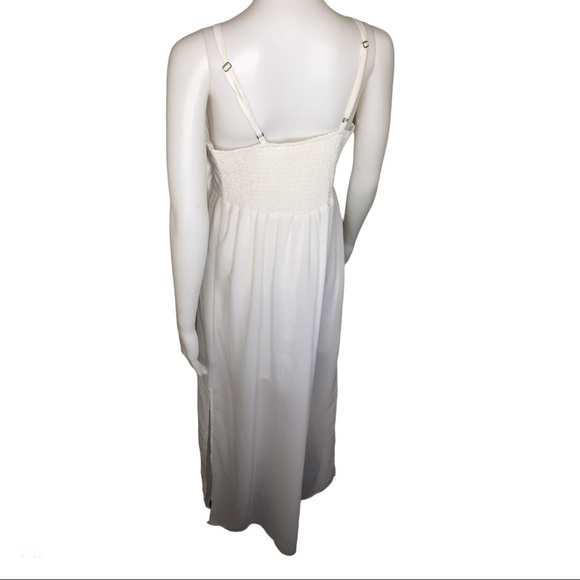 JAPNA Chiffon Sleeveless Maxi Dress With Raised 3D Aztec Detailing White Medium - Picture 5 of 9